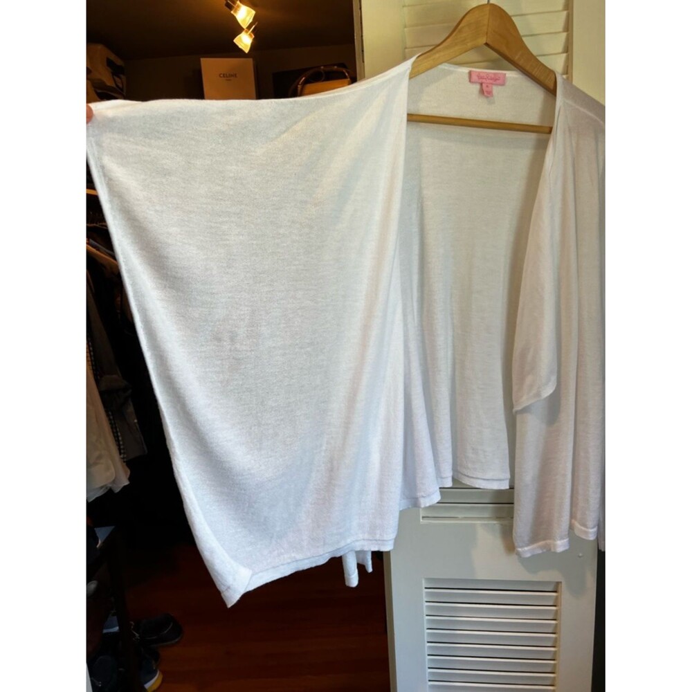 Lilly Pulitzer White Open-Front Draped Cardigan - Picture 2 of 5